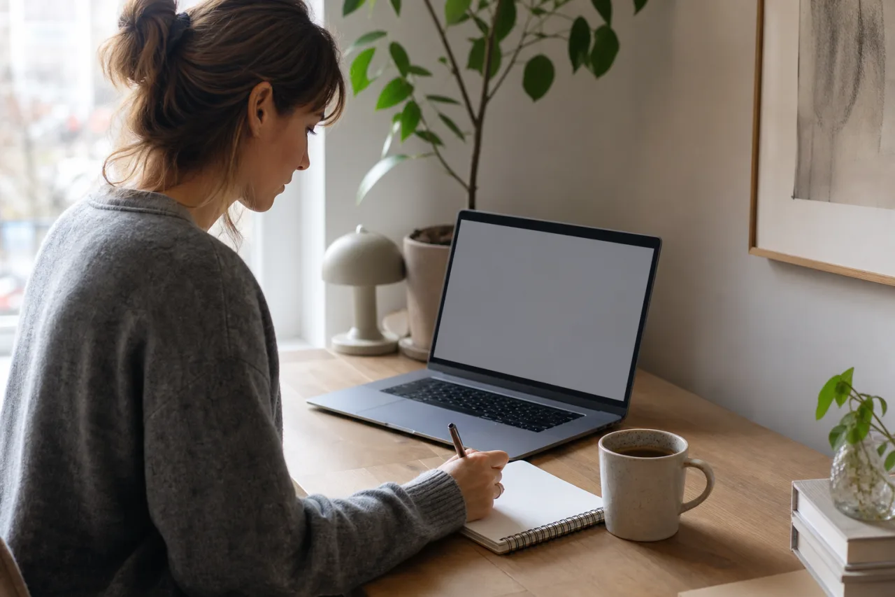Person som handlar online och får pengar tillbaka via cashback